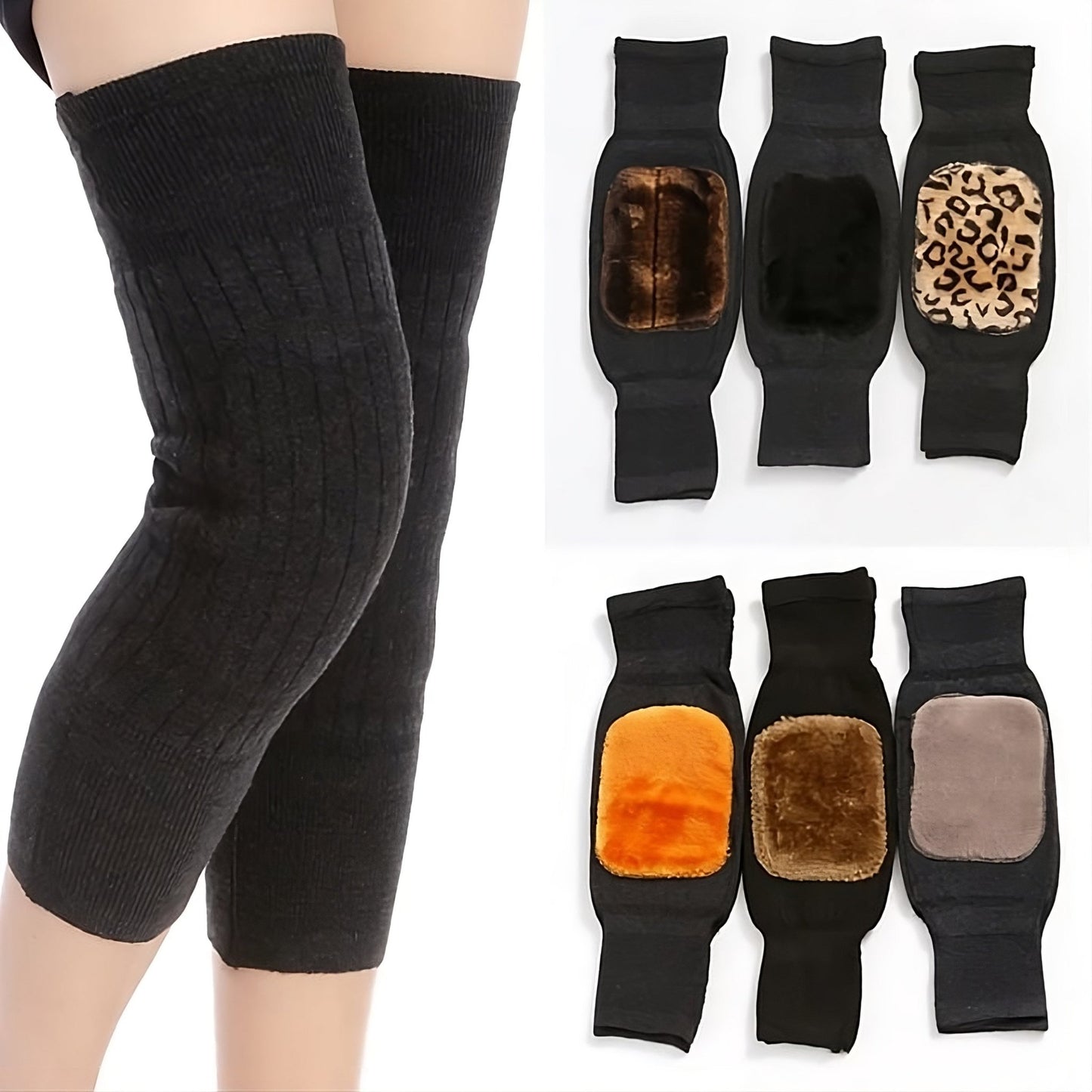 2 Pcs Size Adjustable Warm Wool Knee Pads Set - Miraaj