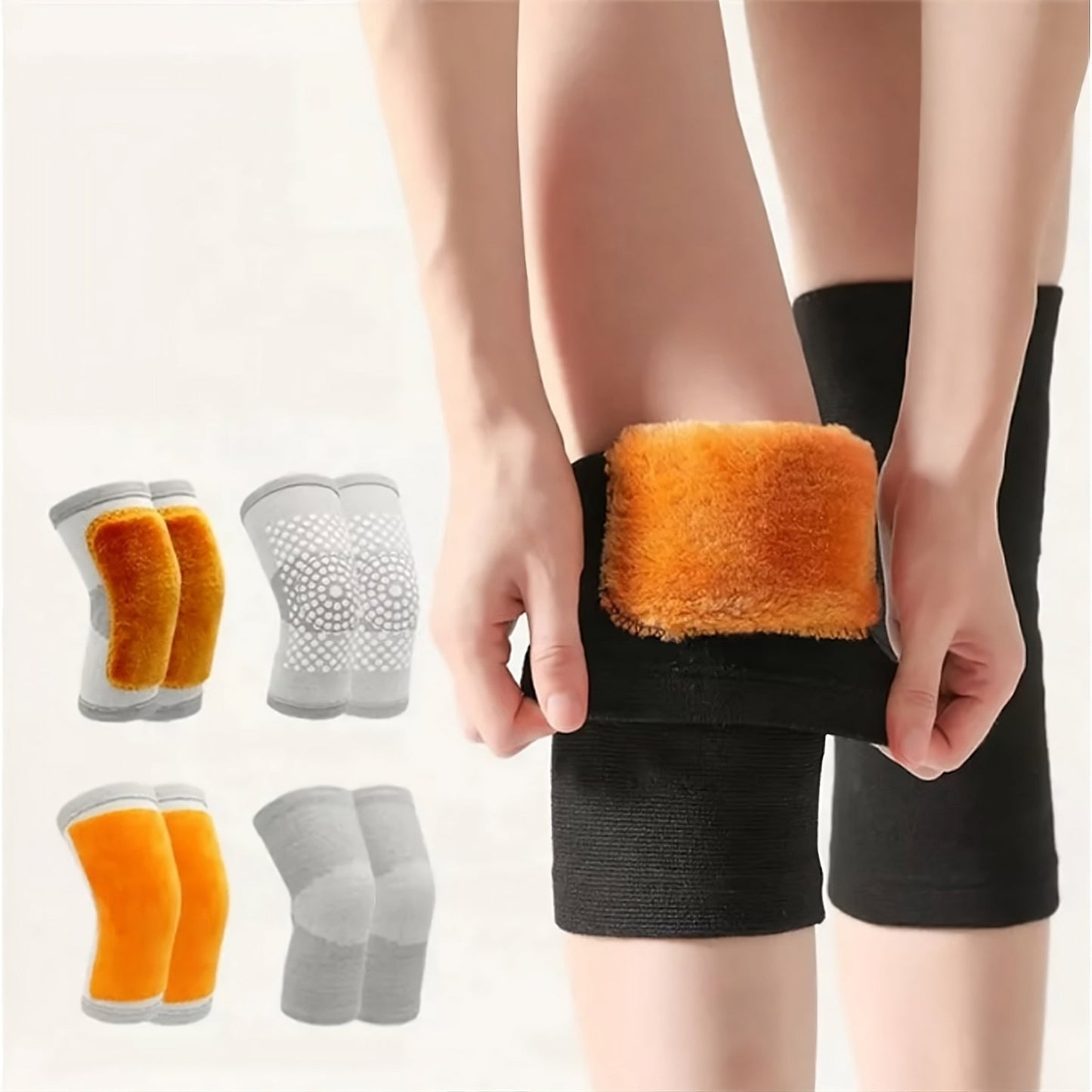 2 Pcs Size Adjustable Warm Wool Knee Pads Set - Miraaj