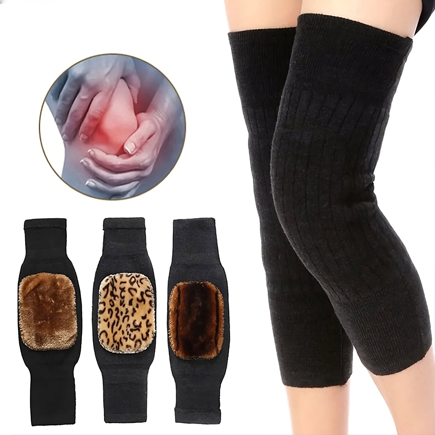 2 Pcs Size Adjustable Warm Wool Knee Pads Set - Miraaj